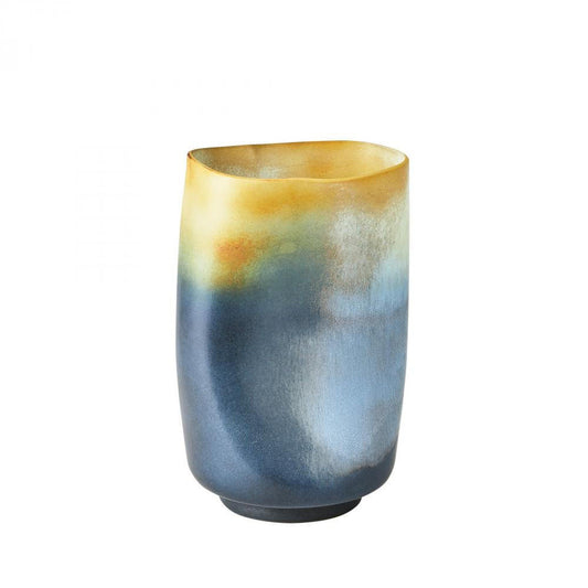 Global Views Indent Small Gray/Yellow Vase