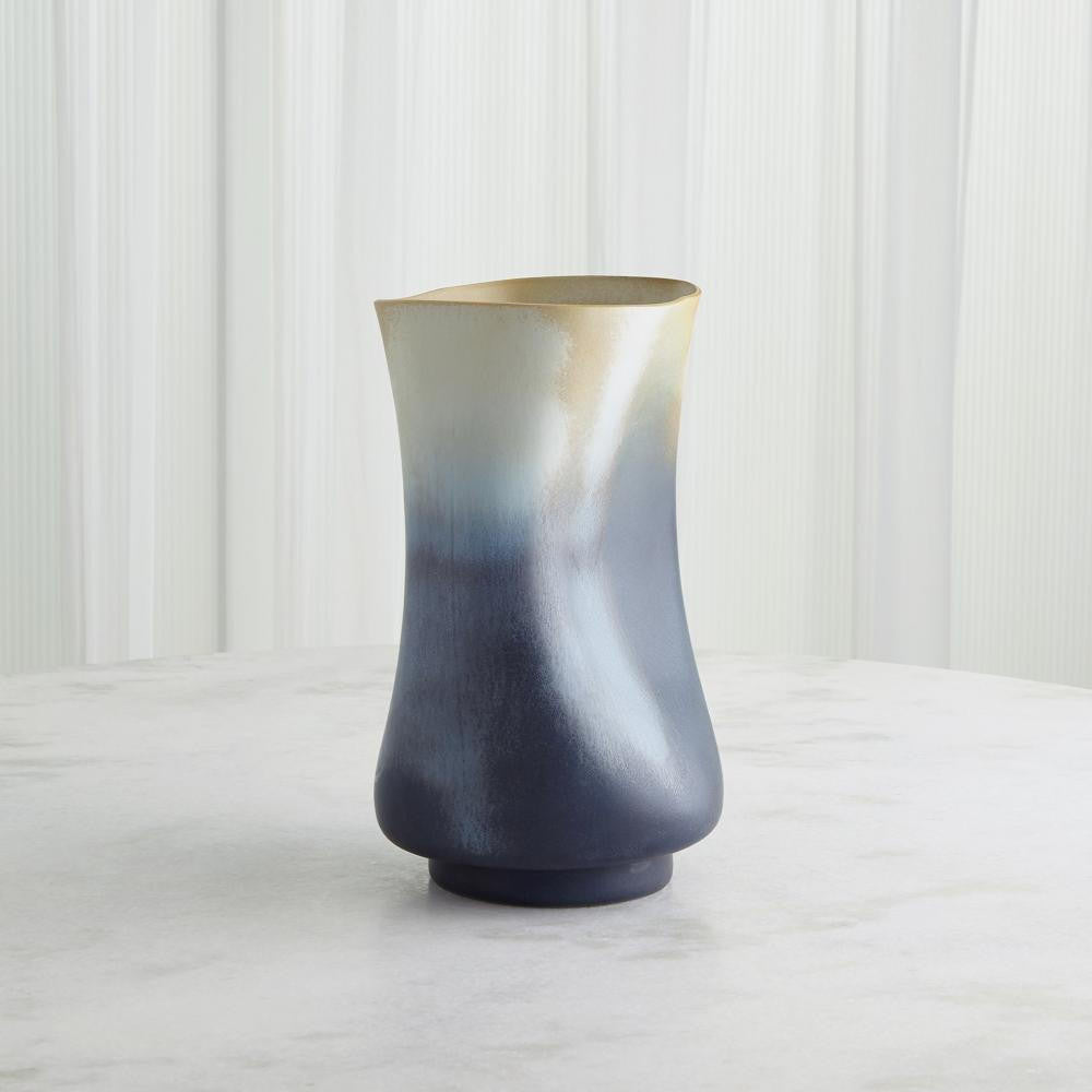 Global Views Indent Small Gray/Yellow Vase