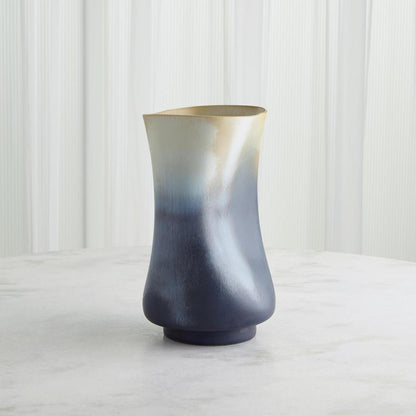 Global Views Indent Small Gray/Yellow Vase