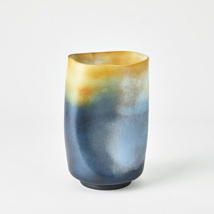 Global Views Indent Small Gray/Yellow Vase