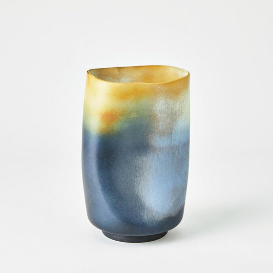 Global Views Indent Small Gray/Yellow Vase