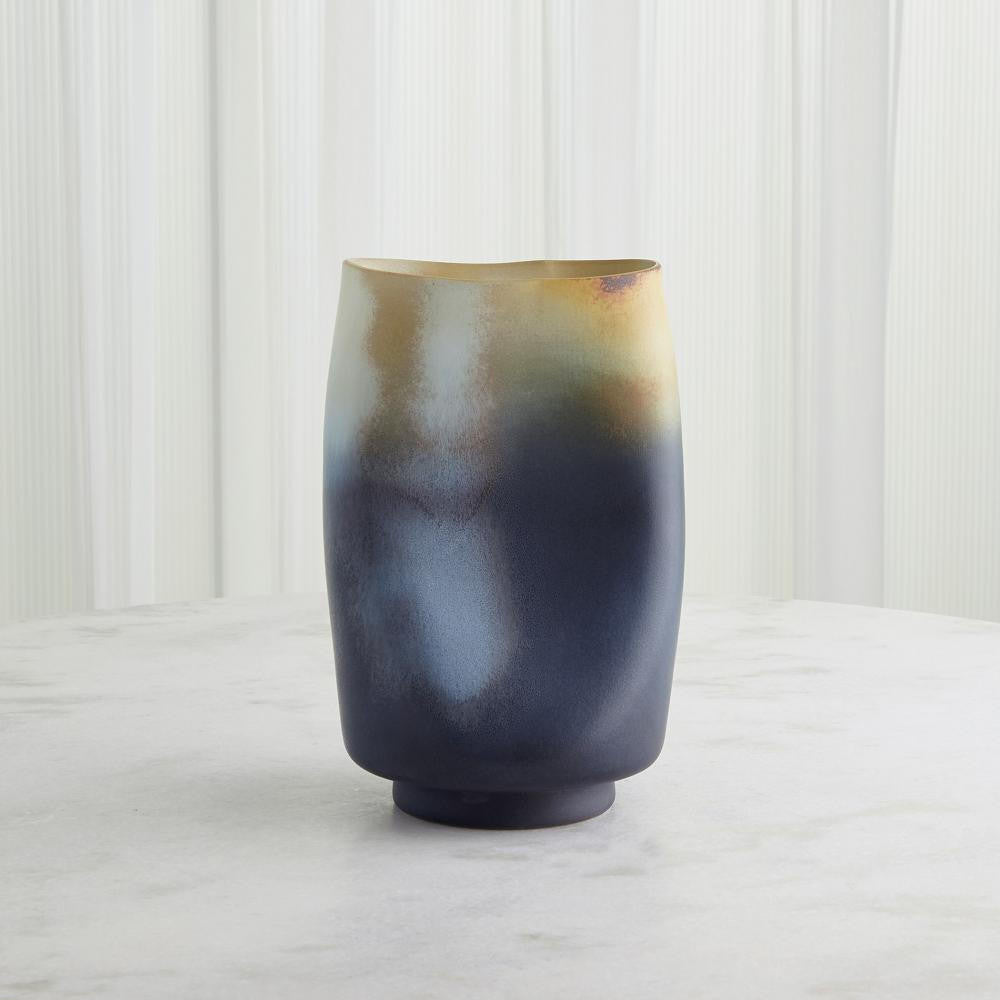 Global Views Indent Small Gray/Yellow Vase