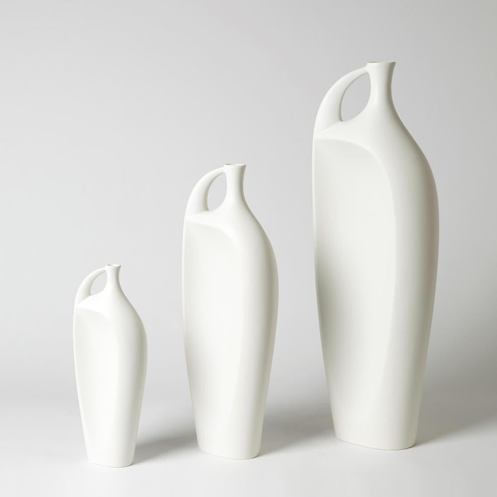 Global Views Indentation Large Matte White Vase