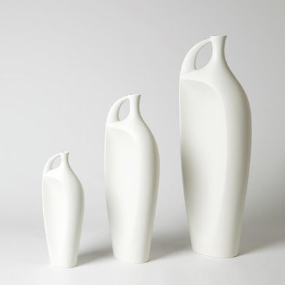 Global Views Indentation Small Matte White Vase