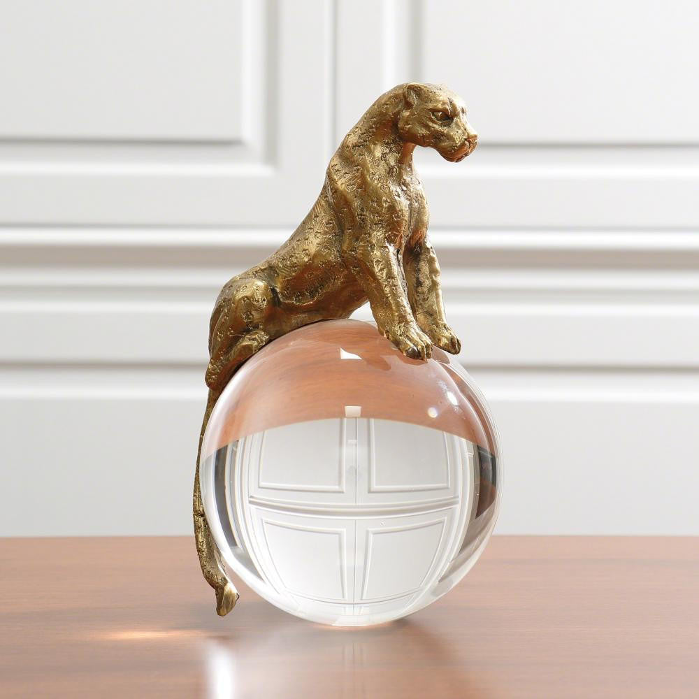 Global Views Jaguar on Crystal Brass Sphere