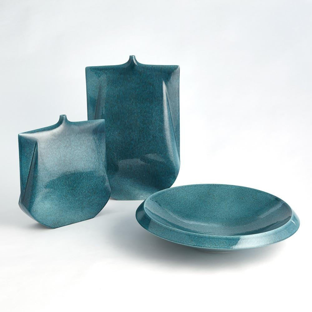 Global Views Kimono Wide Teal Vase