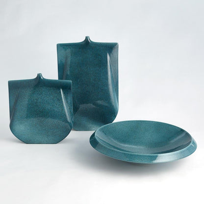 Global Views Kimono Wide Teal Vase
