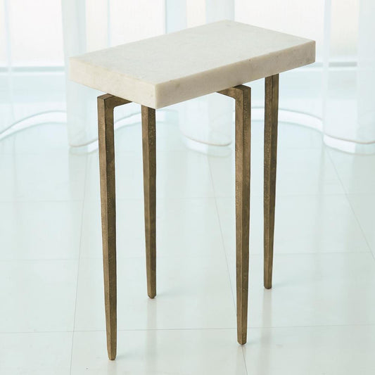 Global Views Laforge Antique Gold with White Honed Marble Top Accent Table