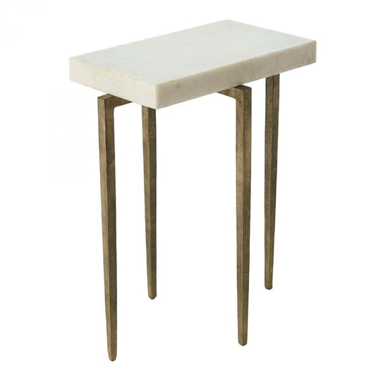 Global Views Laforge Antique Gold with White Honed Marble Top Accent Table
