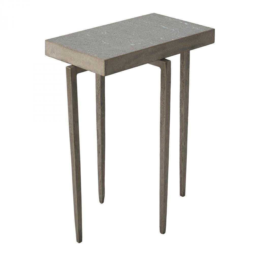 Global Views Laforge Natural Iron with Flamed Granite Top Accent Table