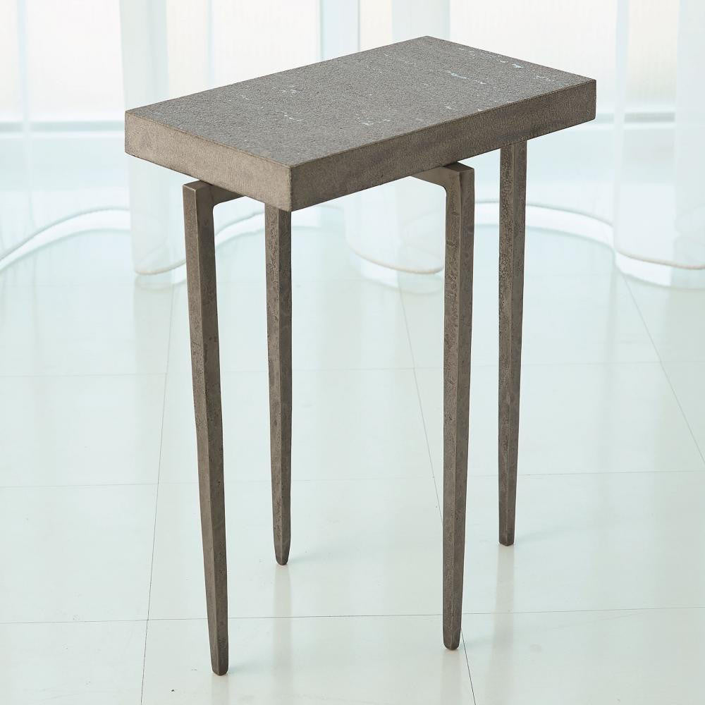 Global Views Laforge Natural Iron with Flamed Granite Top Accent Table