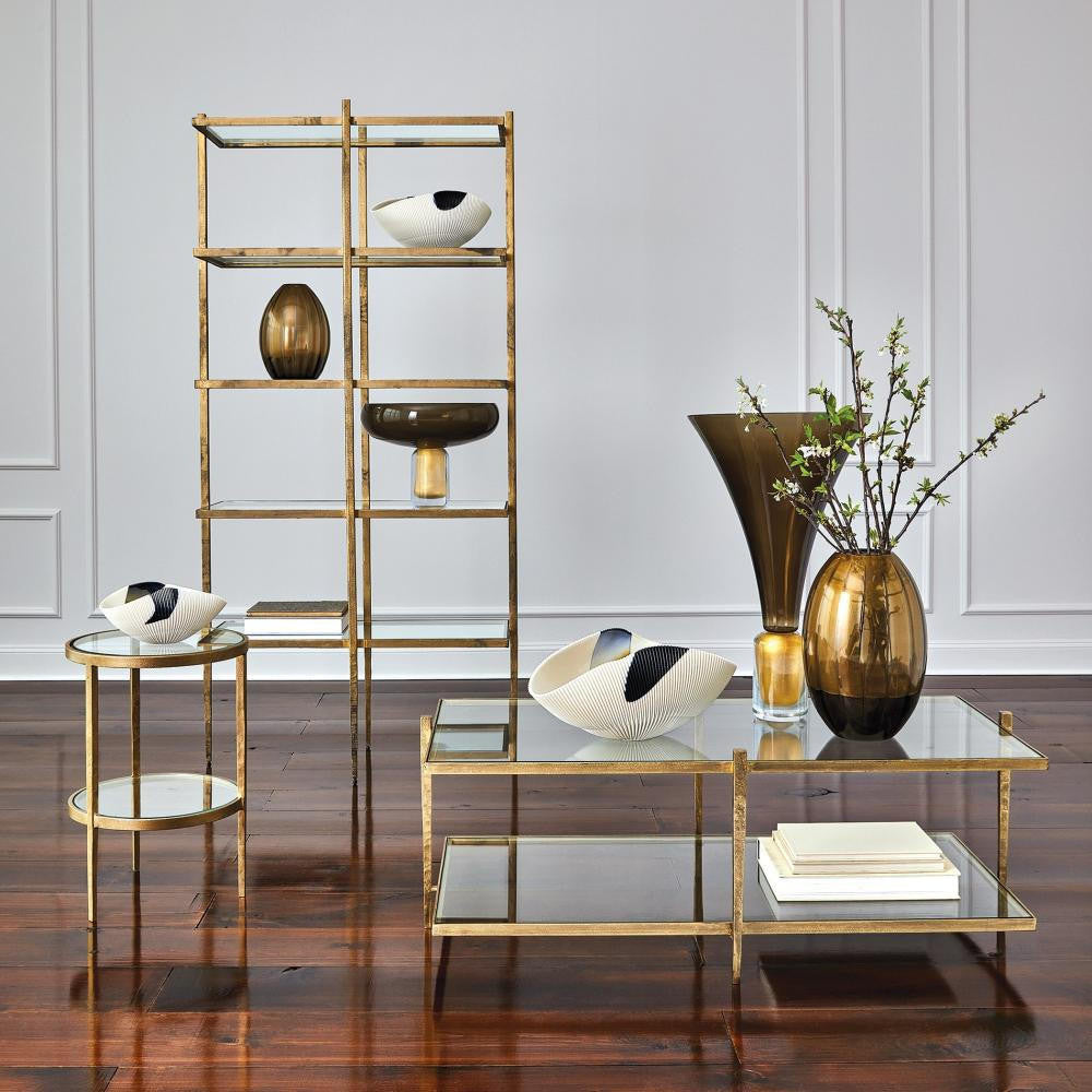 Global Views Laforge Two-Tier Antique Gold Side Table
