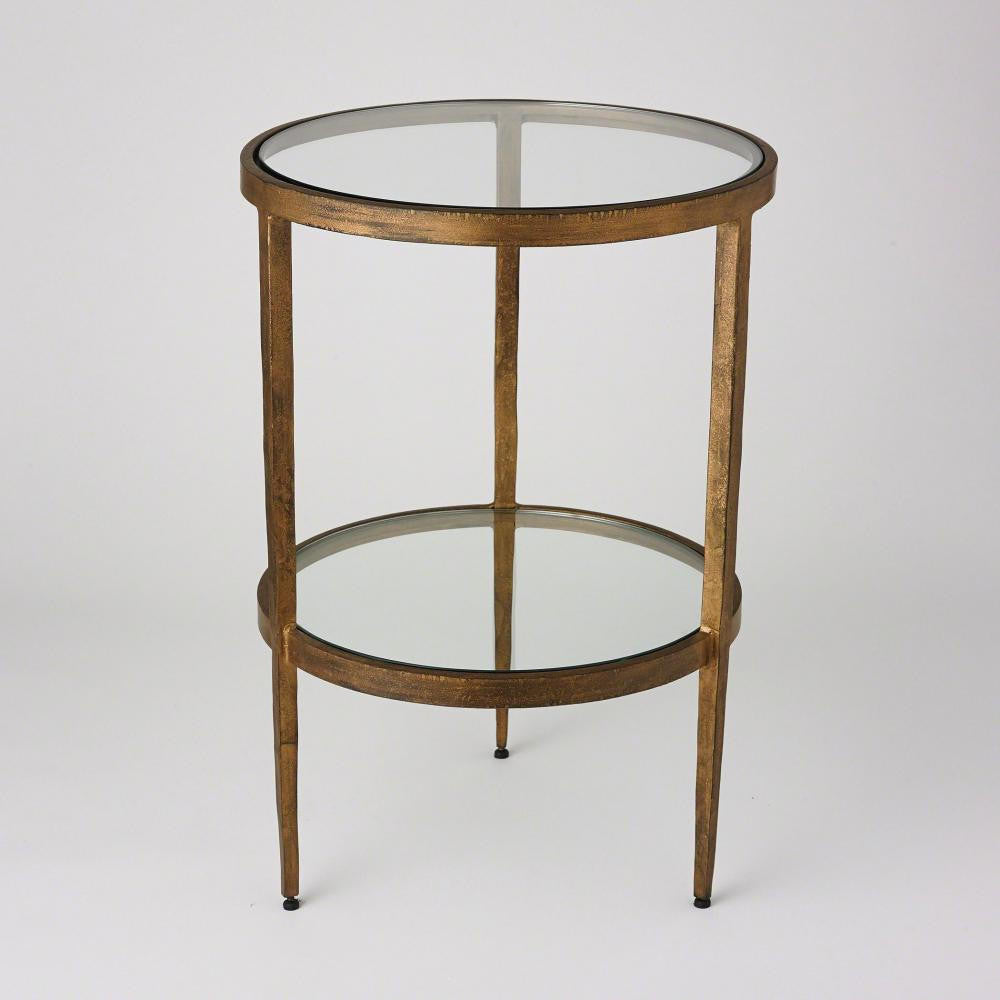Global Views Laforge Two-Tier Antique Gold Side Table