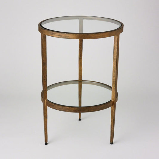 Global Views Laforge Two-Tier Antique Gold Side Table