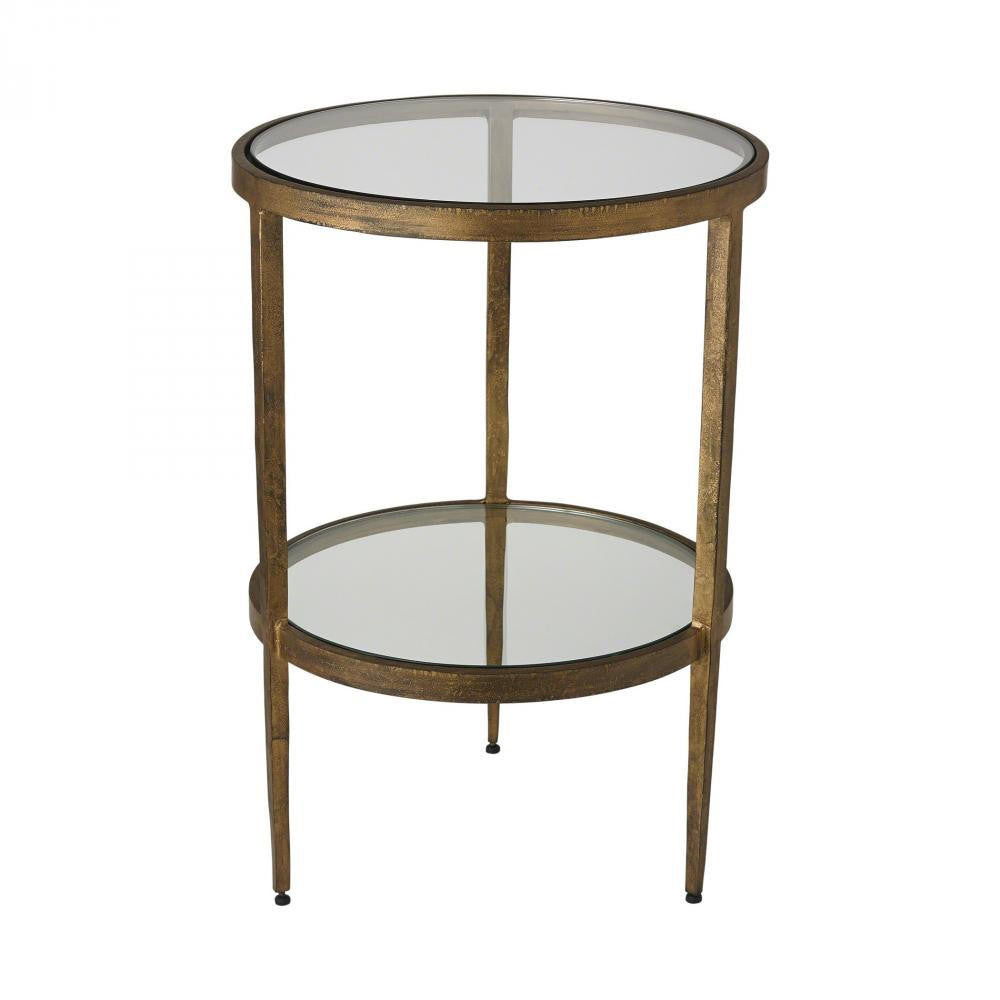 Global Views Laforge Two-Tier Antique Gold Side Table
