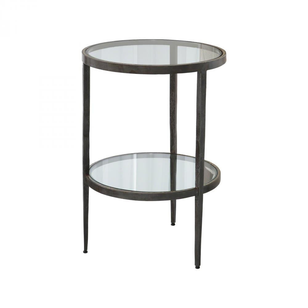 Global Views Laforge Two-Tier Braised Brass Side Table