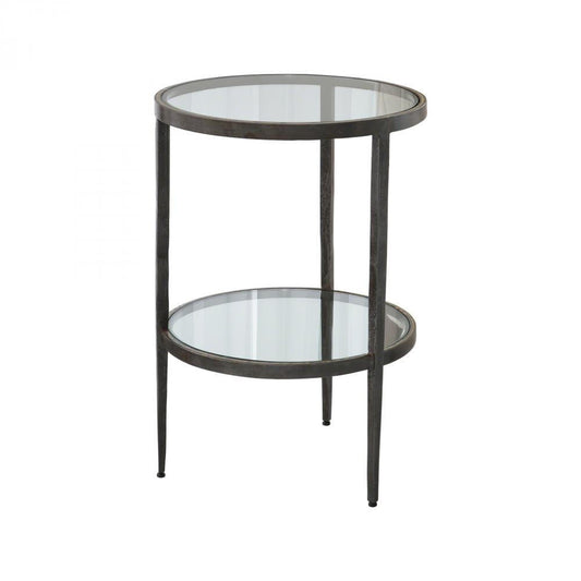 Global Views Laforge Two-Tier Braised Brass Side Table