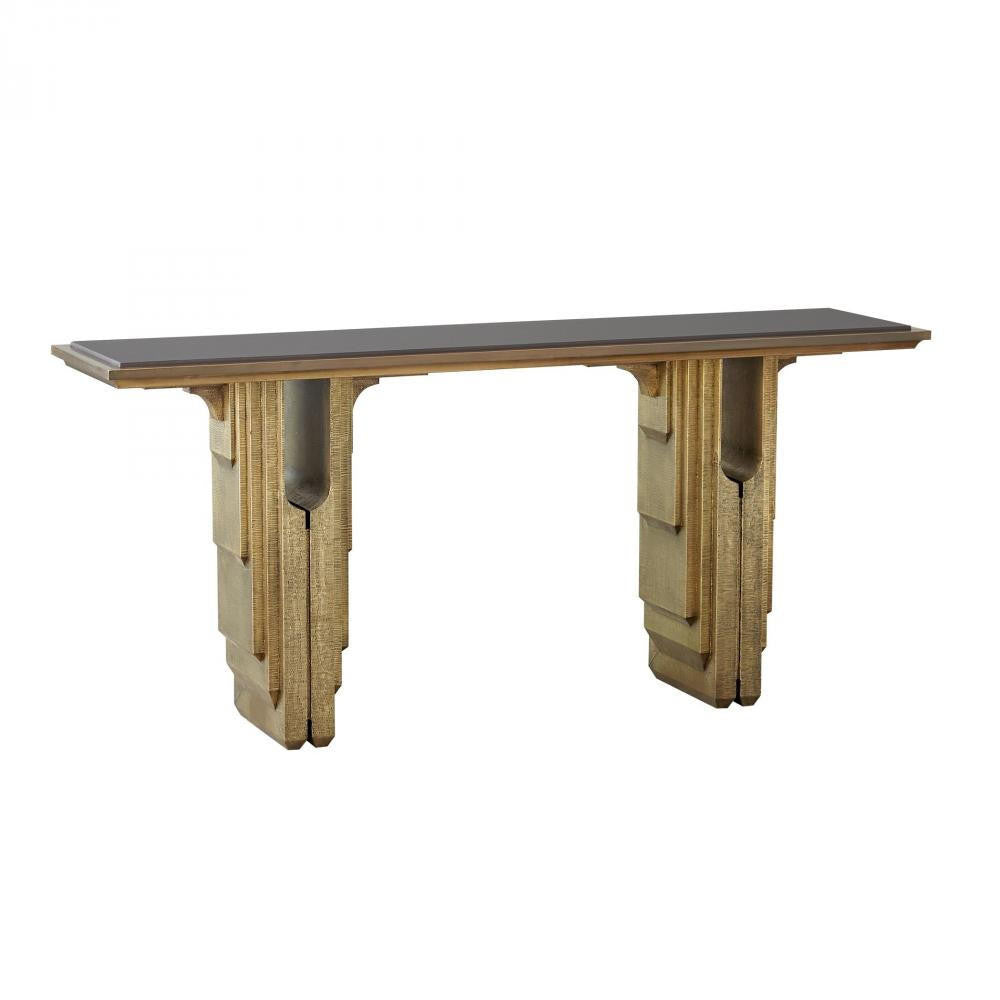 Global Views Layered Deco Brass Granite Console