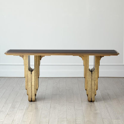 Global Views Layered Deco Brass Granite Console