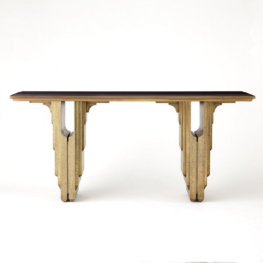Global Views Layered Deco Brass Granite Console