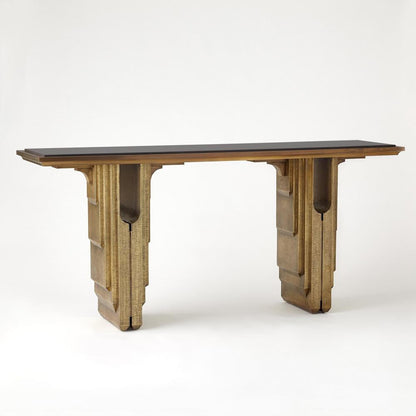 Global Views Layered Deco Brass Granite Console