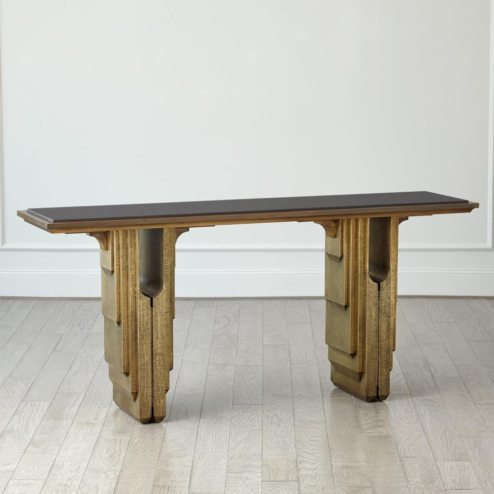 Global Views Layered Deco Brass Granite Console