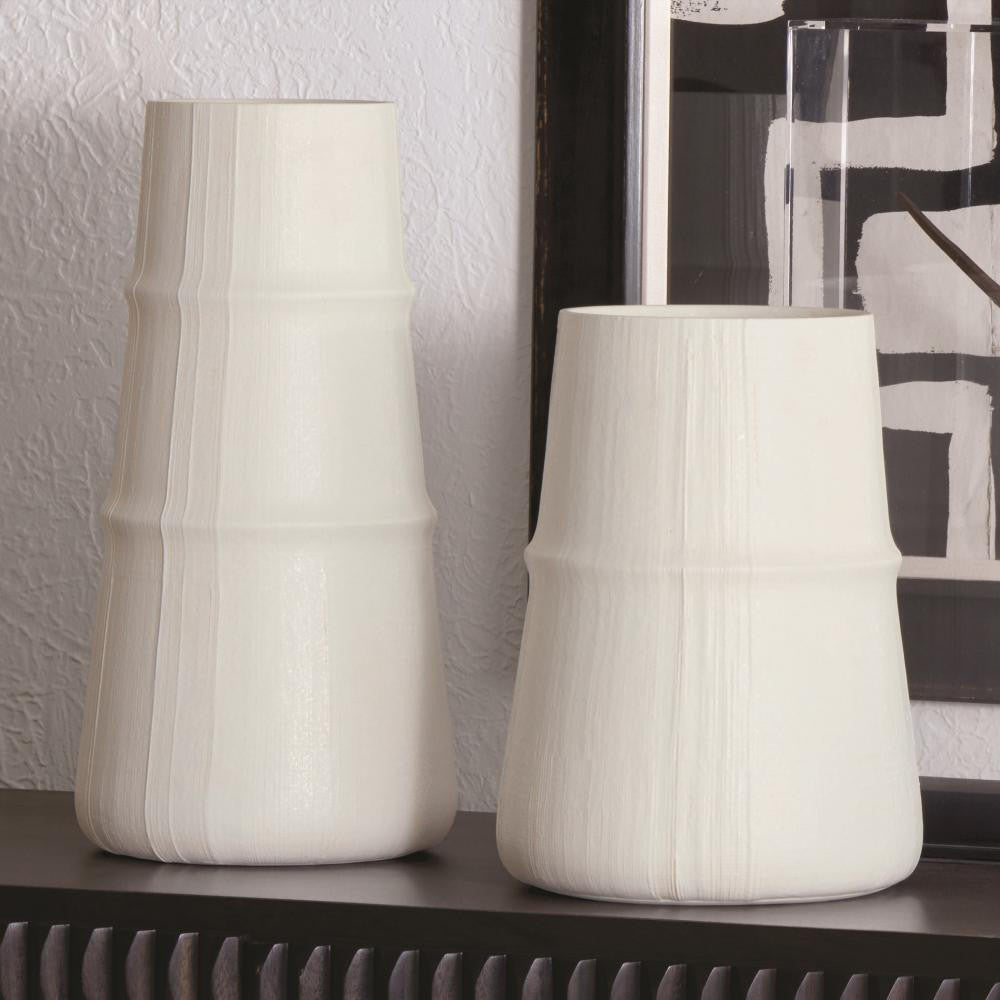 Global Views Linen Large Soft White Vase