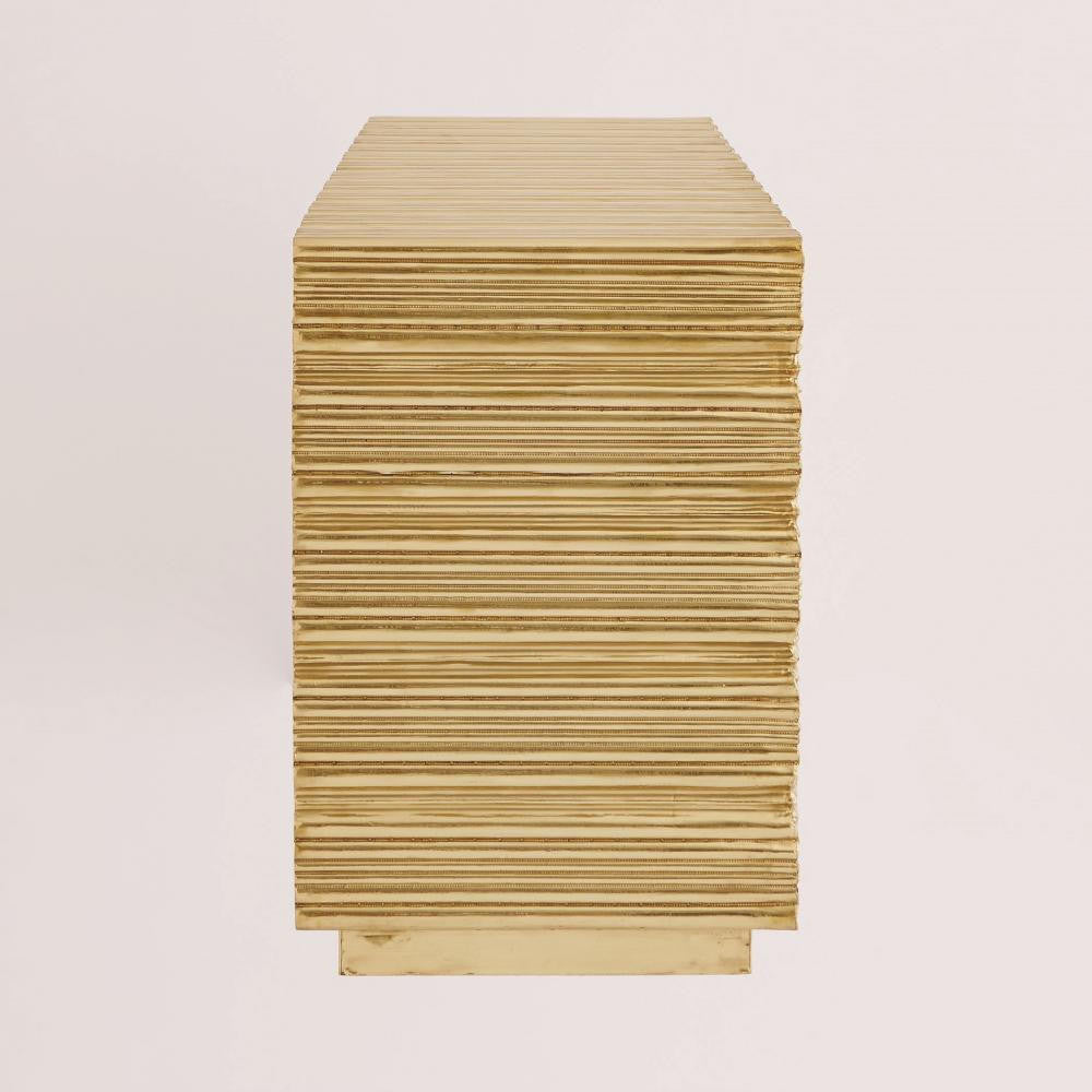Global Views Linenfold Brass Cabinet