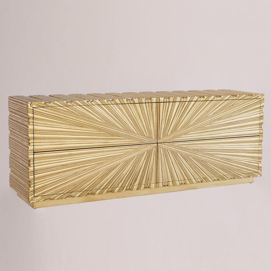 Global Views Linenfold Brass Cabinet