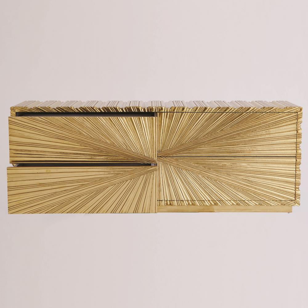 Global Views Linenfold Brass Cabinet