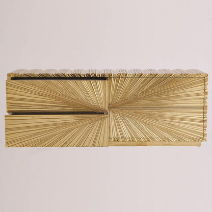 Global Views Linenfold Brass Cabinet