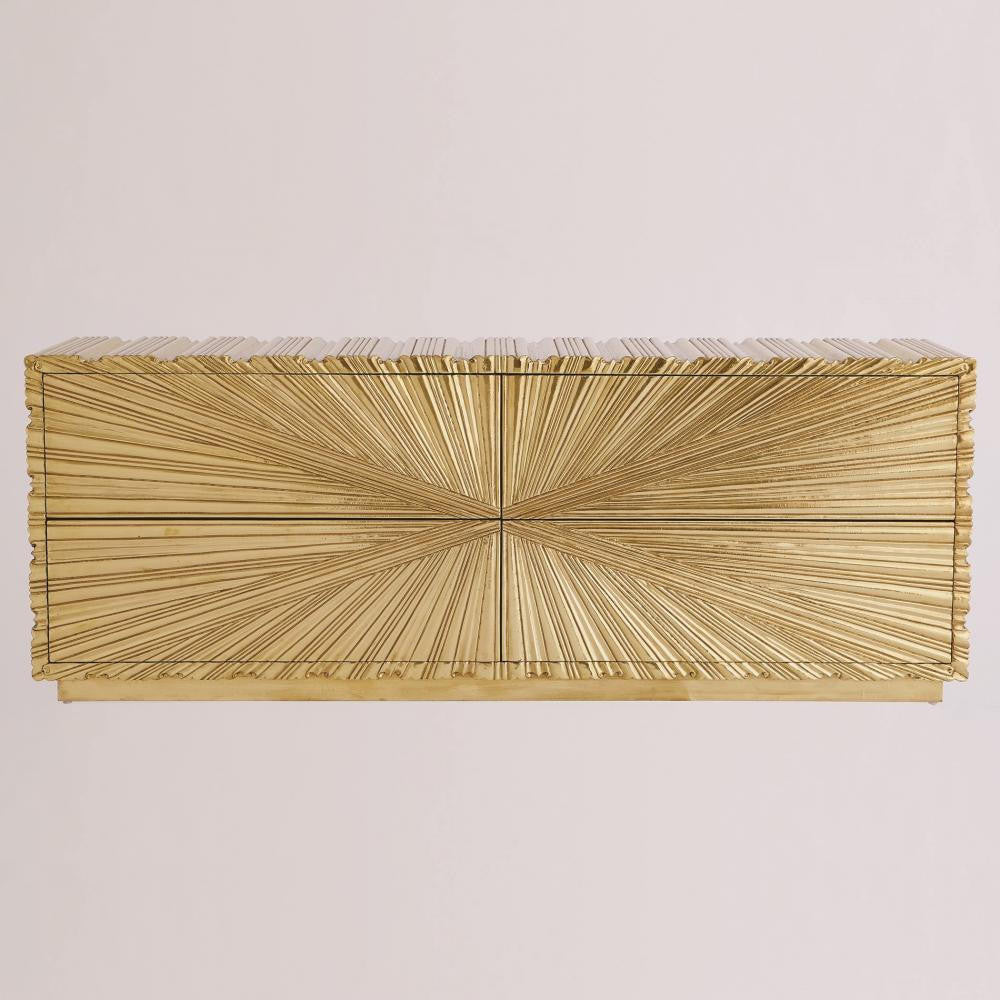 Global Views Linenfold Brass Cabinet
