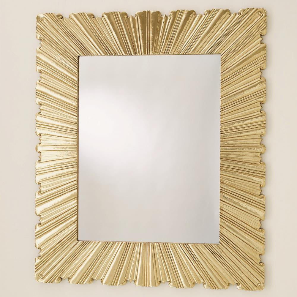 Global Views Linenfold Large Brass Mirror