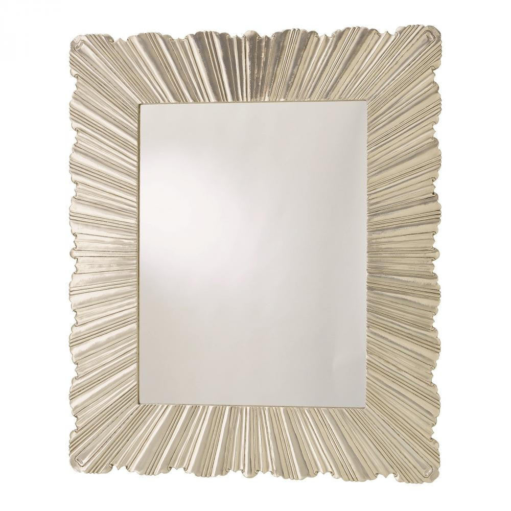 Global Views Linenfold Large Silver Mirror