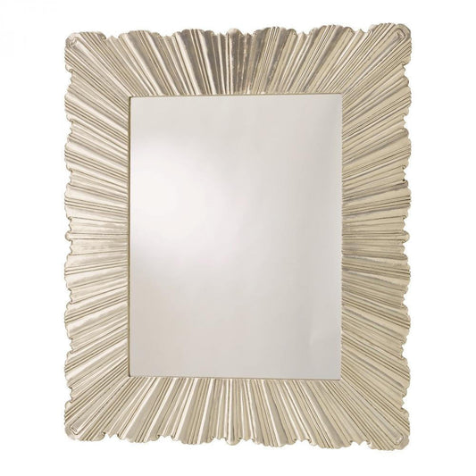 Global Views Linenfold Large Silver Mirror