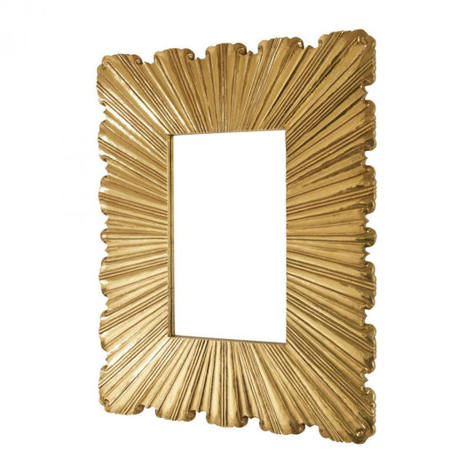 Global Views Linenfold Small Brass Mirror