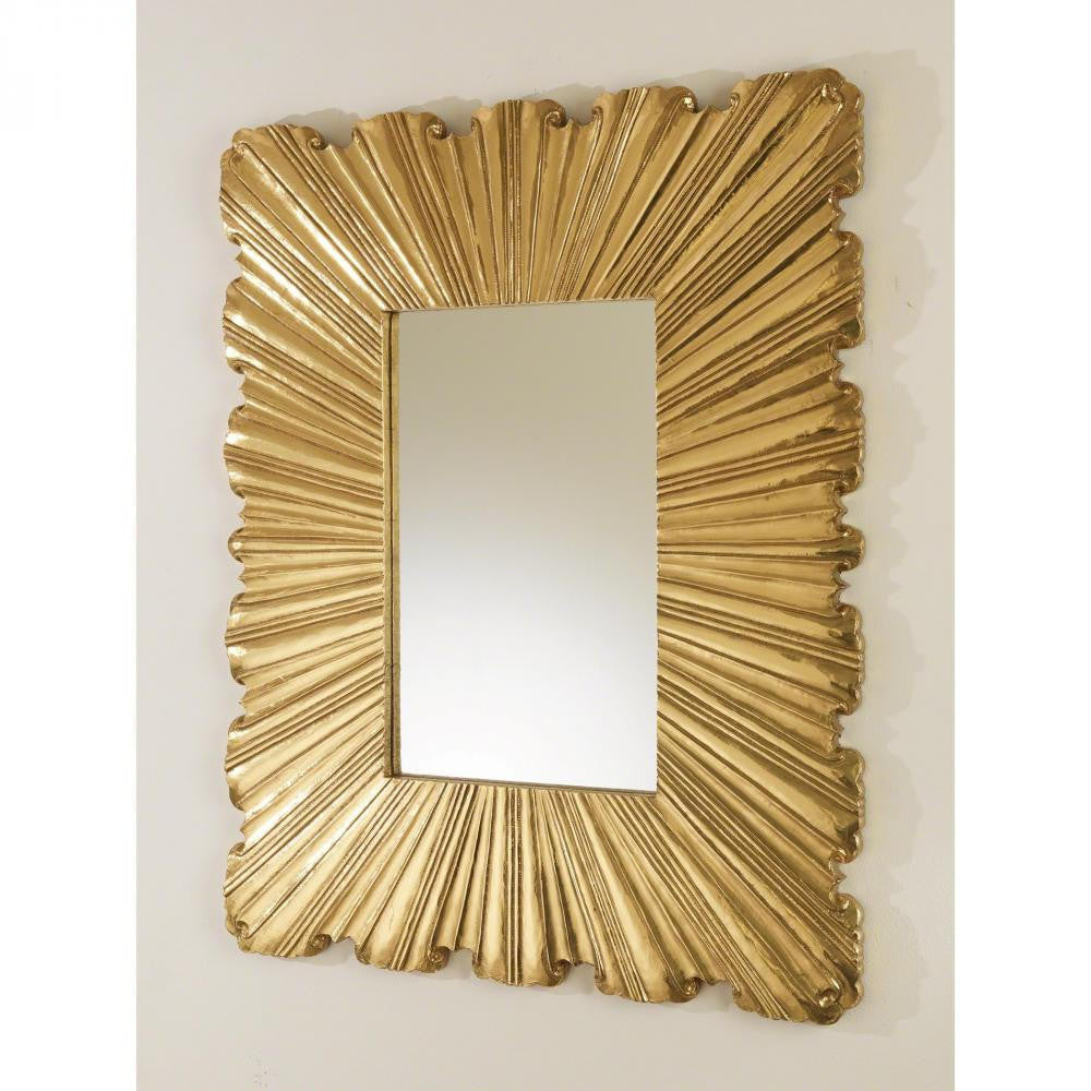 Global Views Linenfold Small Brass Mirror