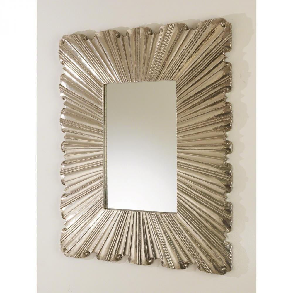 Global Views Linenfold Small Silver Mirror