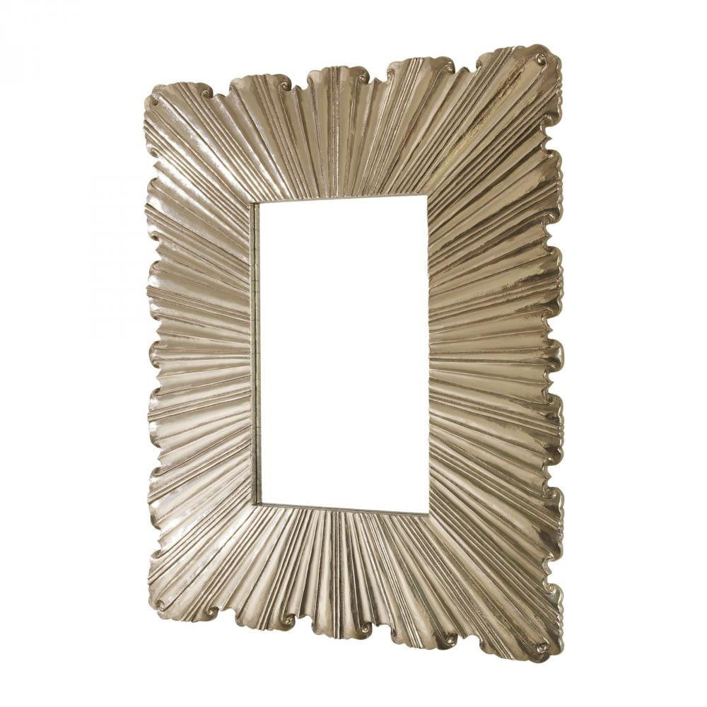 Global Views Linenfold Small Silver Mirror
