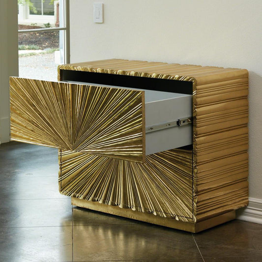 Linenfold Two-Drawer Chest - Brass
