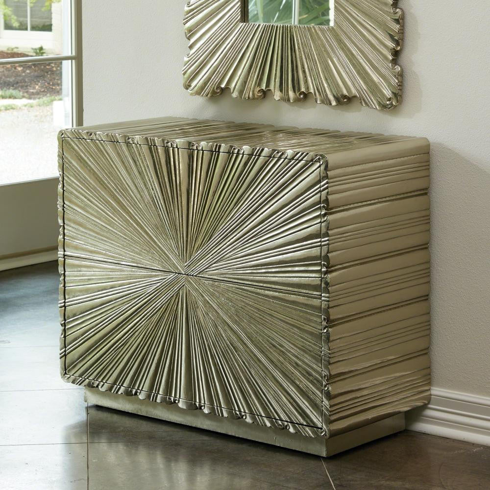 Global Views Linenfold Two Drawer Silver Chest