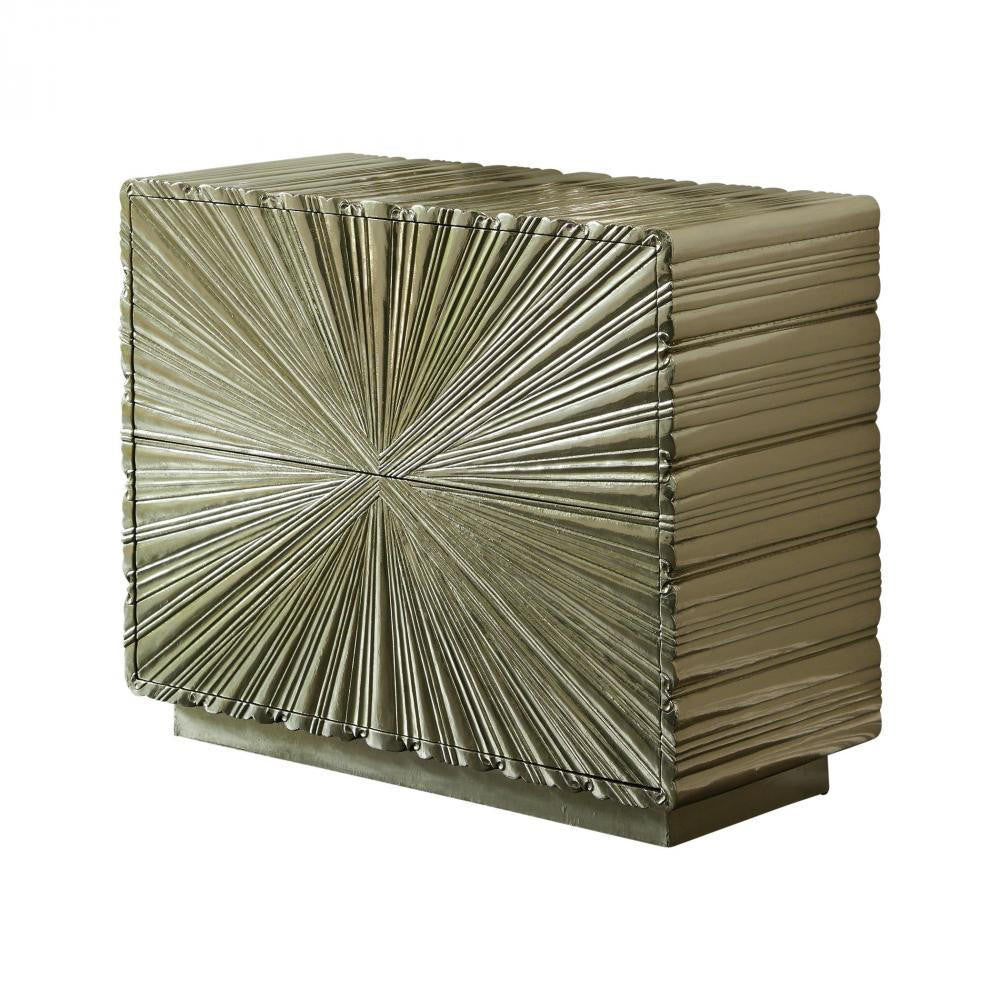 Global Views Linenfold Two Drawer Silver Chest