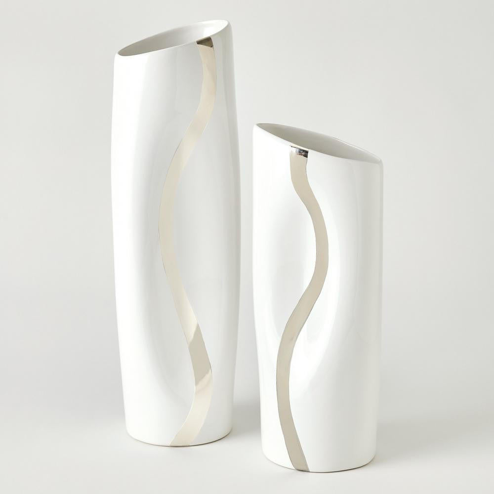 Global Views Loose Stripe Small Platinum Vase