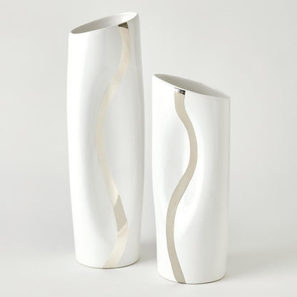 Global Views Loose Stripe Small Platinum Vase