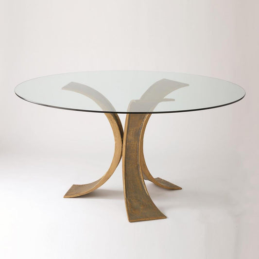 Global Views Lotus Dining Table with 48" Glass Top