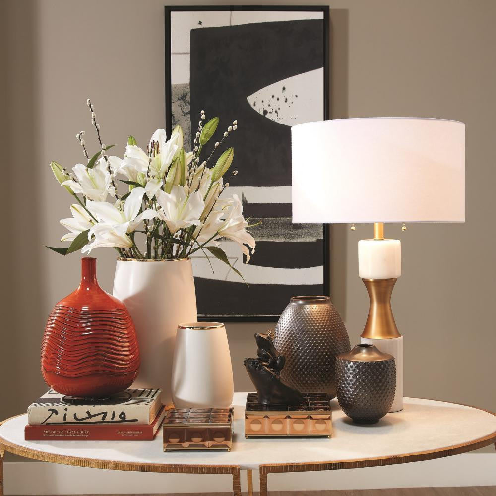 Global Views Marble Cinch White Table Lamp