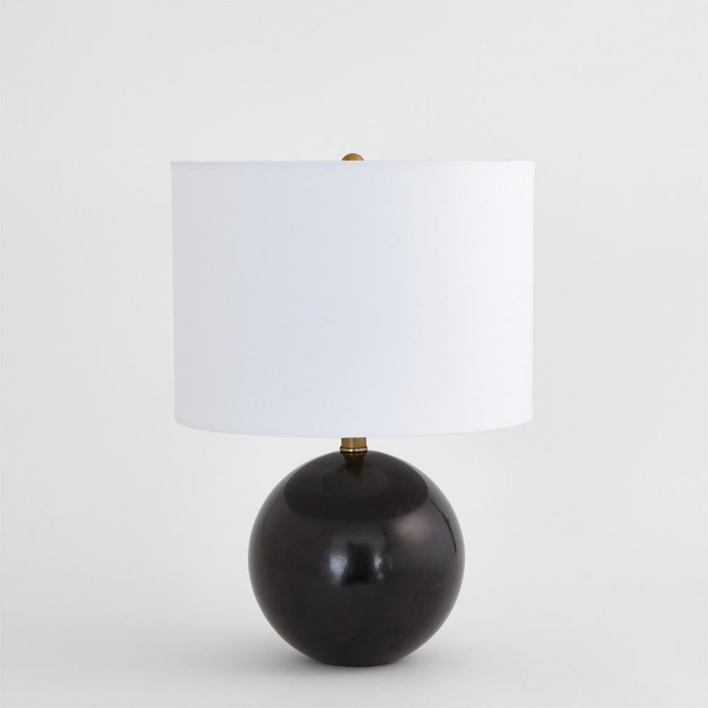 Global Views Marble Sphere Black Table Lamp