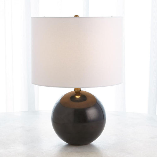 Global Views Marble Sphere Black Table Lamp