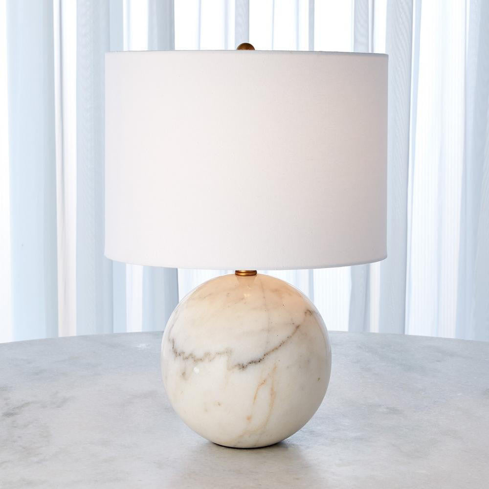 Global Views Marble Sphere White Table Lamp