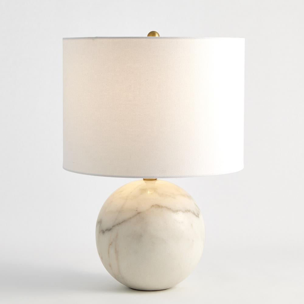 Global Views Marble Sphere White Table Lamp